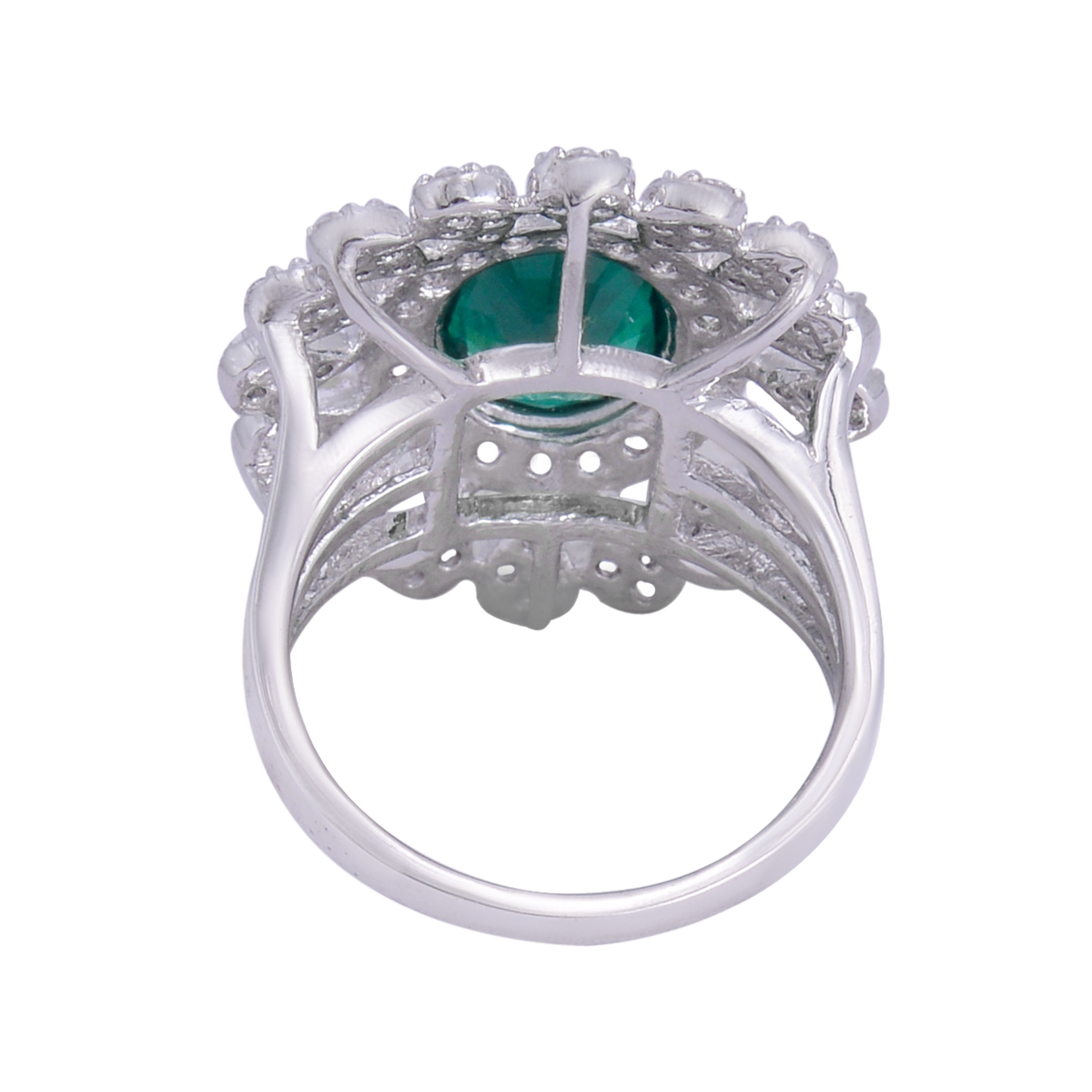 White and centered green oval stone ring SSD160 - Image 6