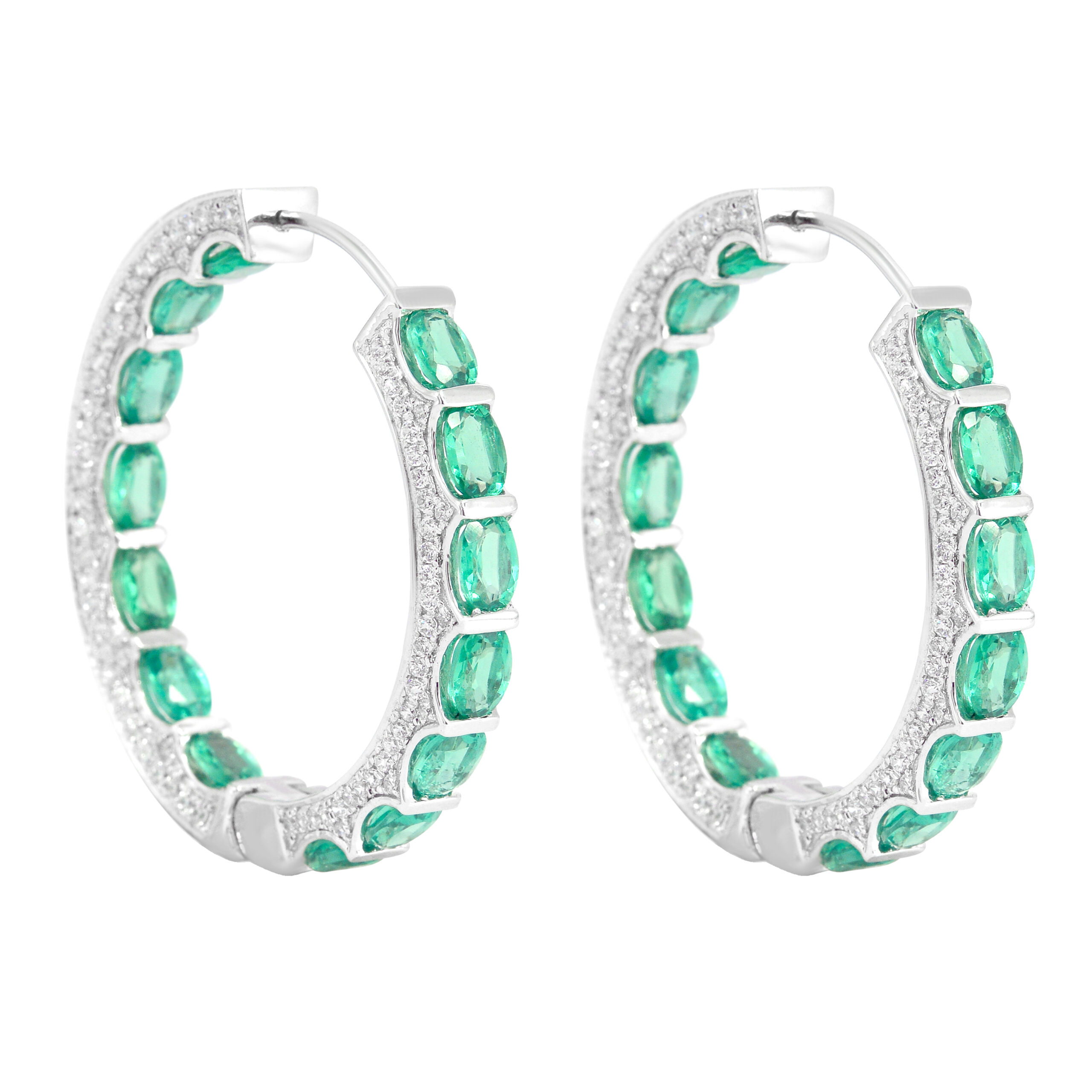 Beautifully designed green stone hoops bali SSD171