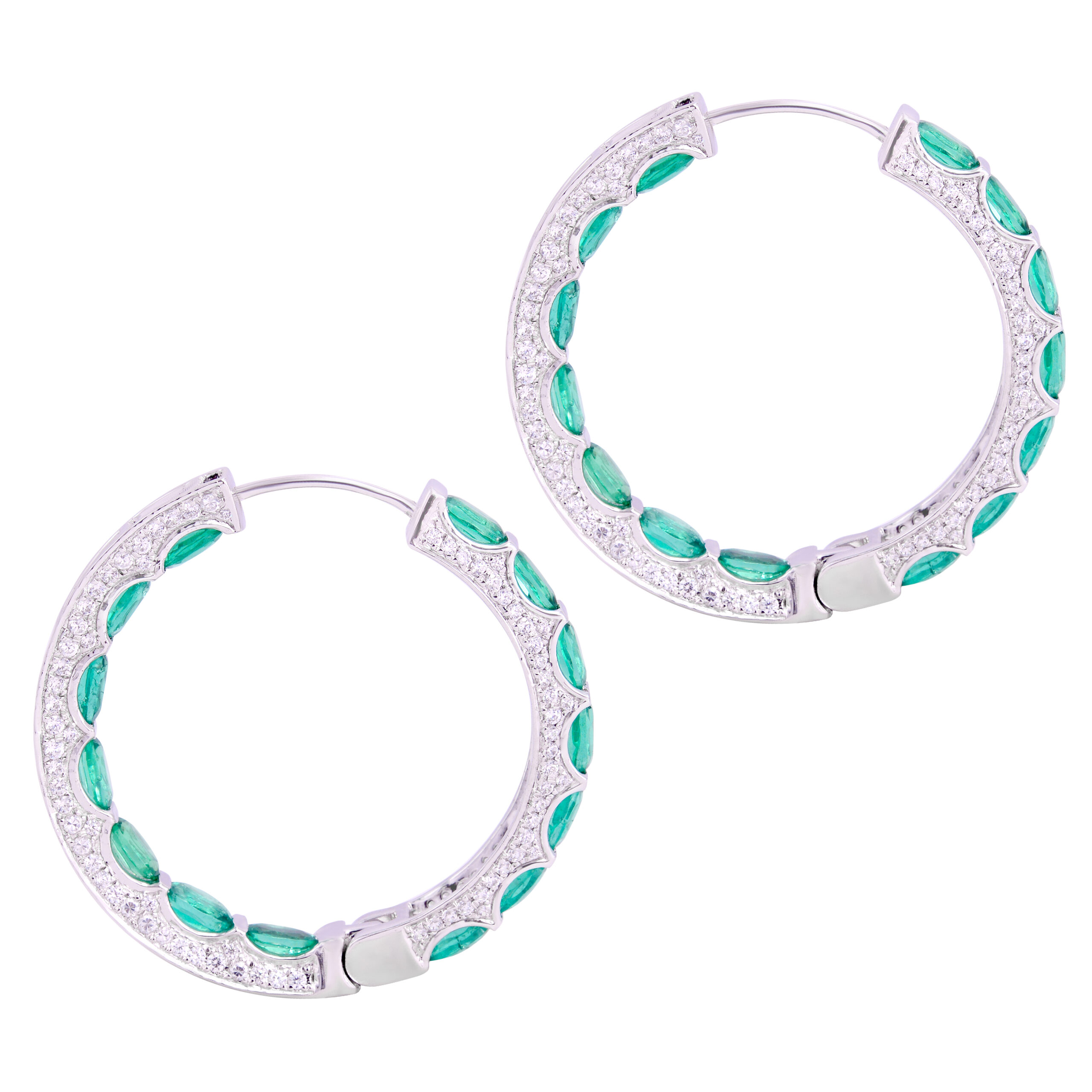 Beautifully designed green stone hoops bali SSD171 - Image 3