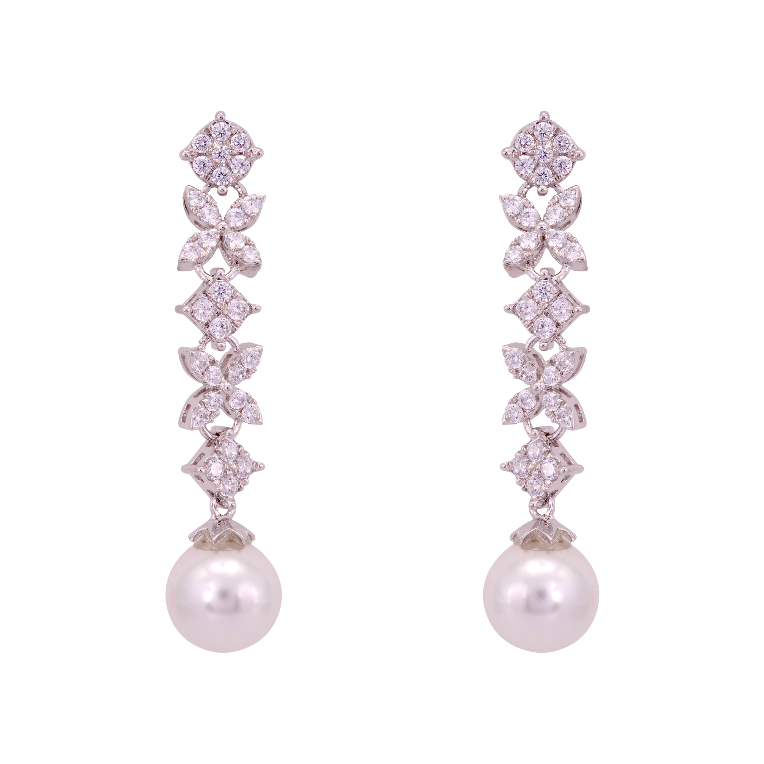 Long earring with round pearl drop SSD156