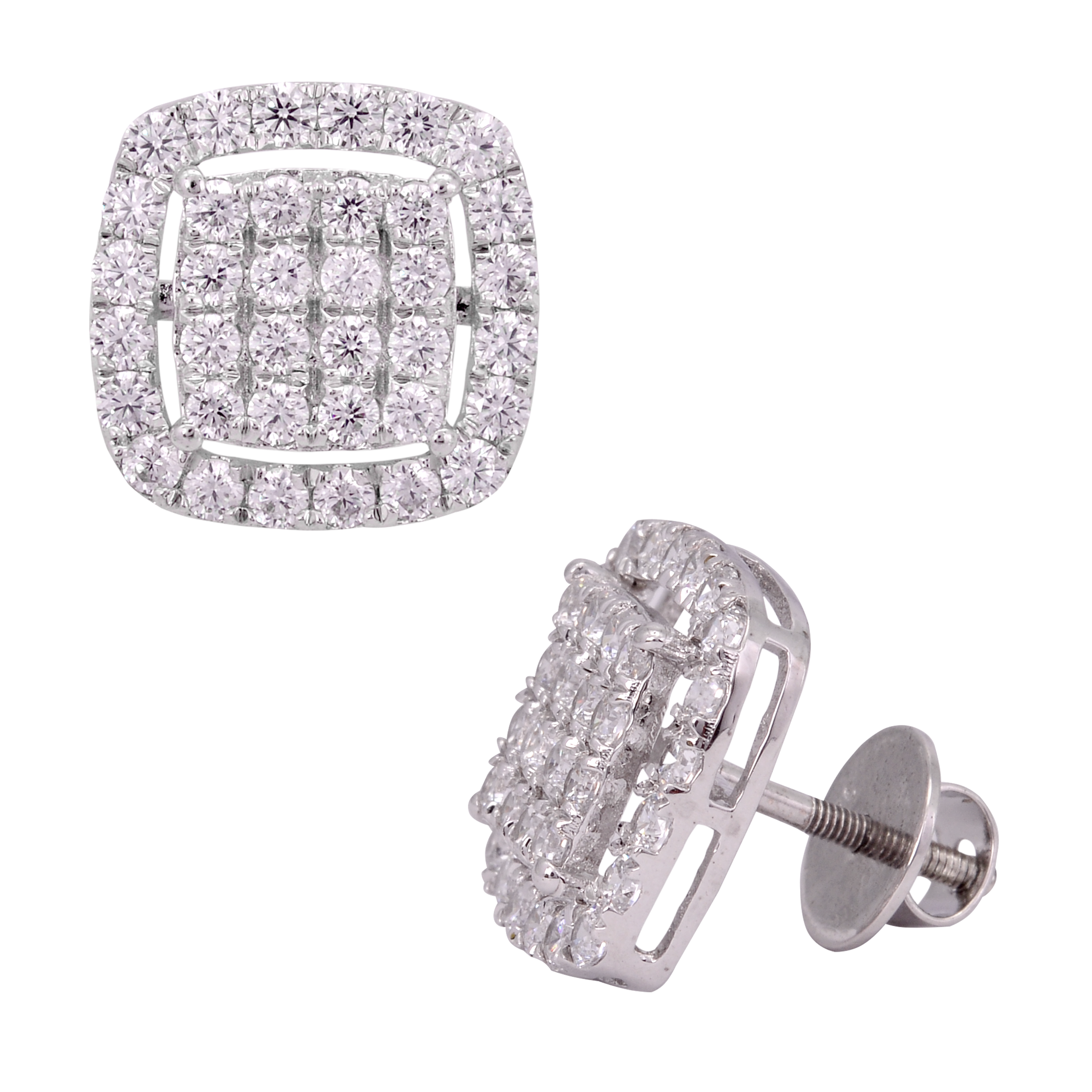 Square shape white earrings SSD145