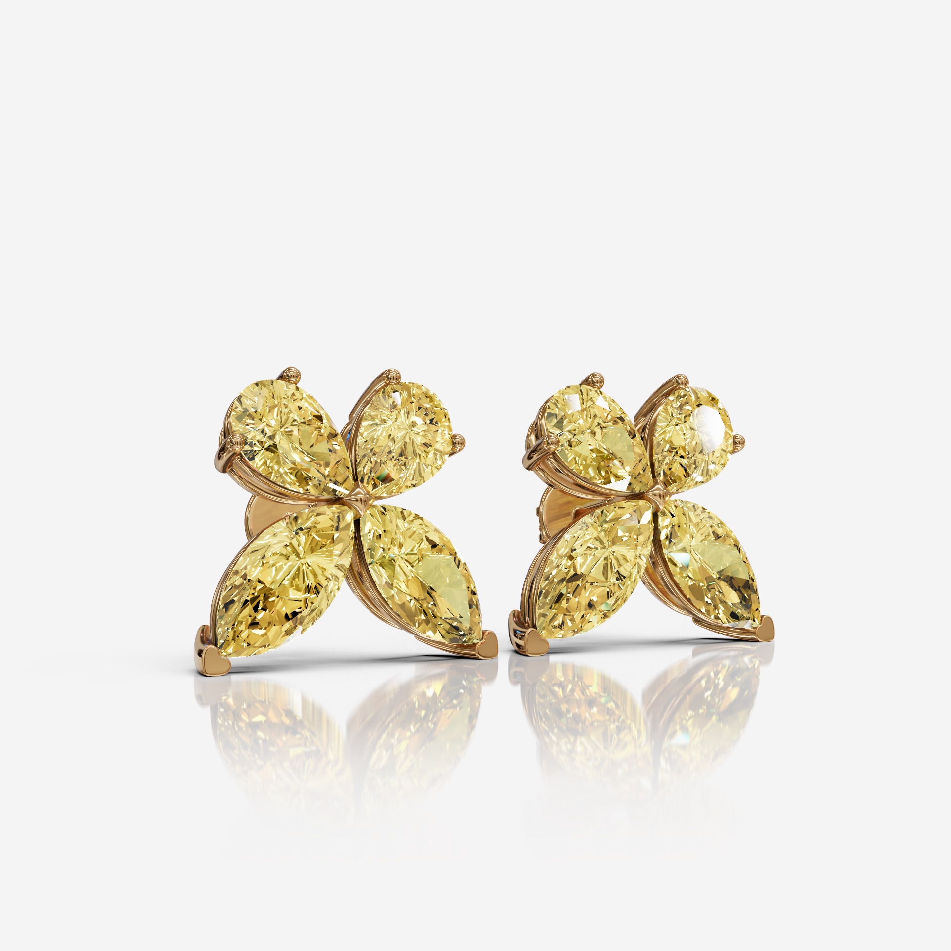 Butterfly yellow stones earrings-SSD103 - Image 3