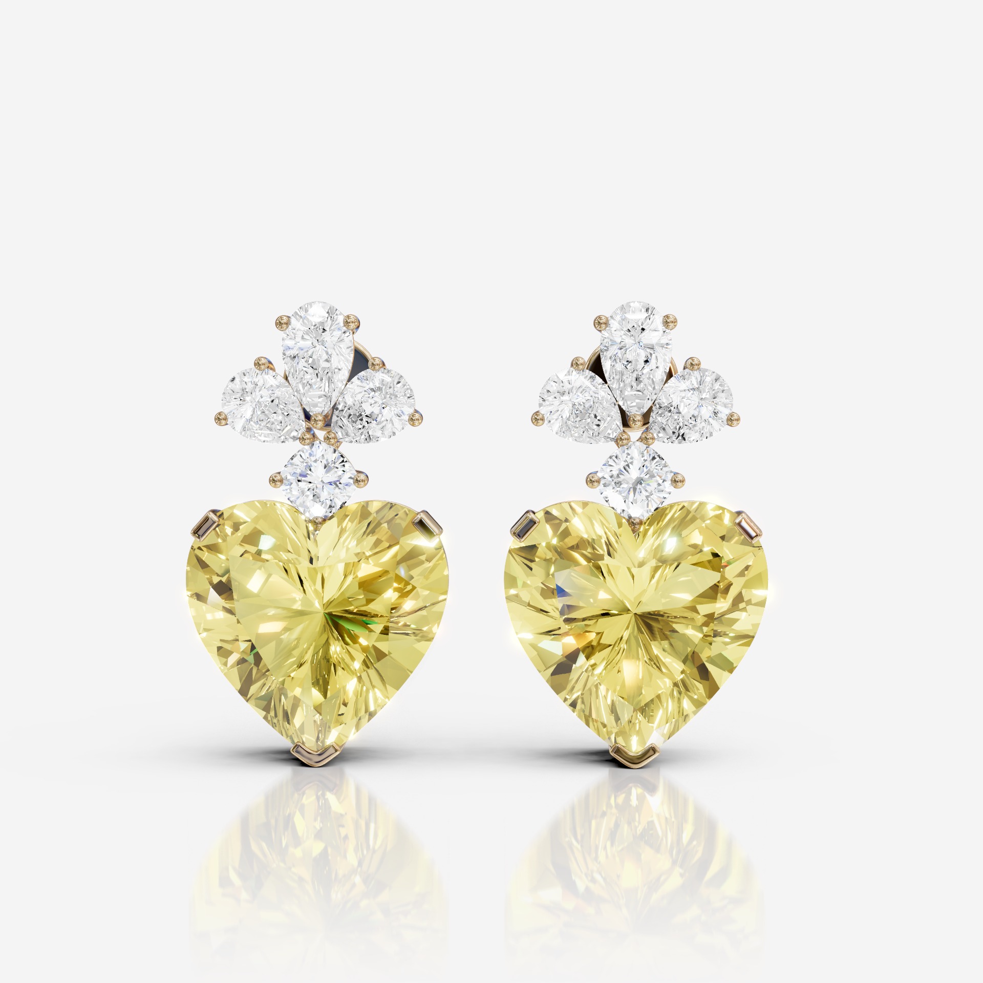 Yellow heart drop stone earring- SSD102