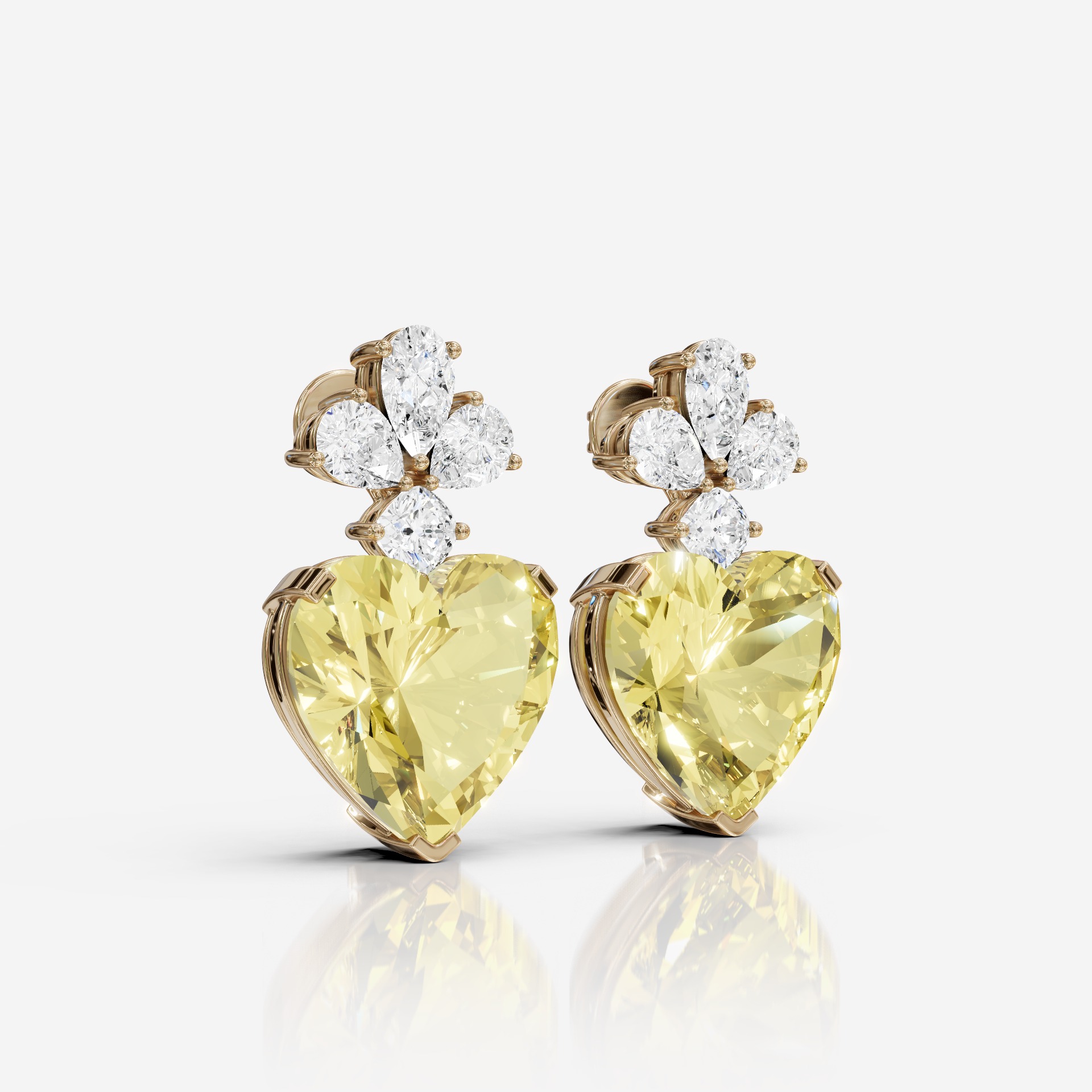 Yellow heart drop stone earring- SSD102 - Image 3