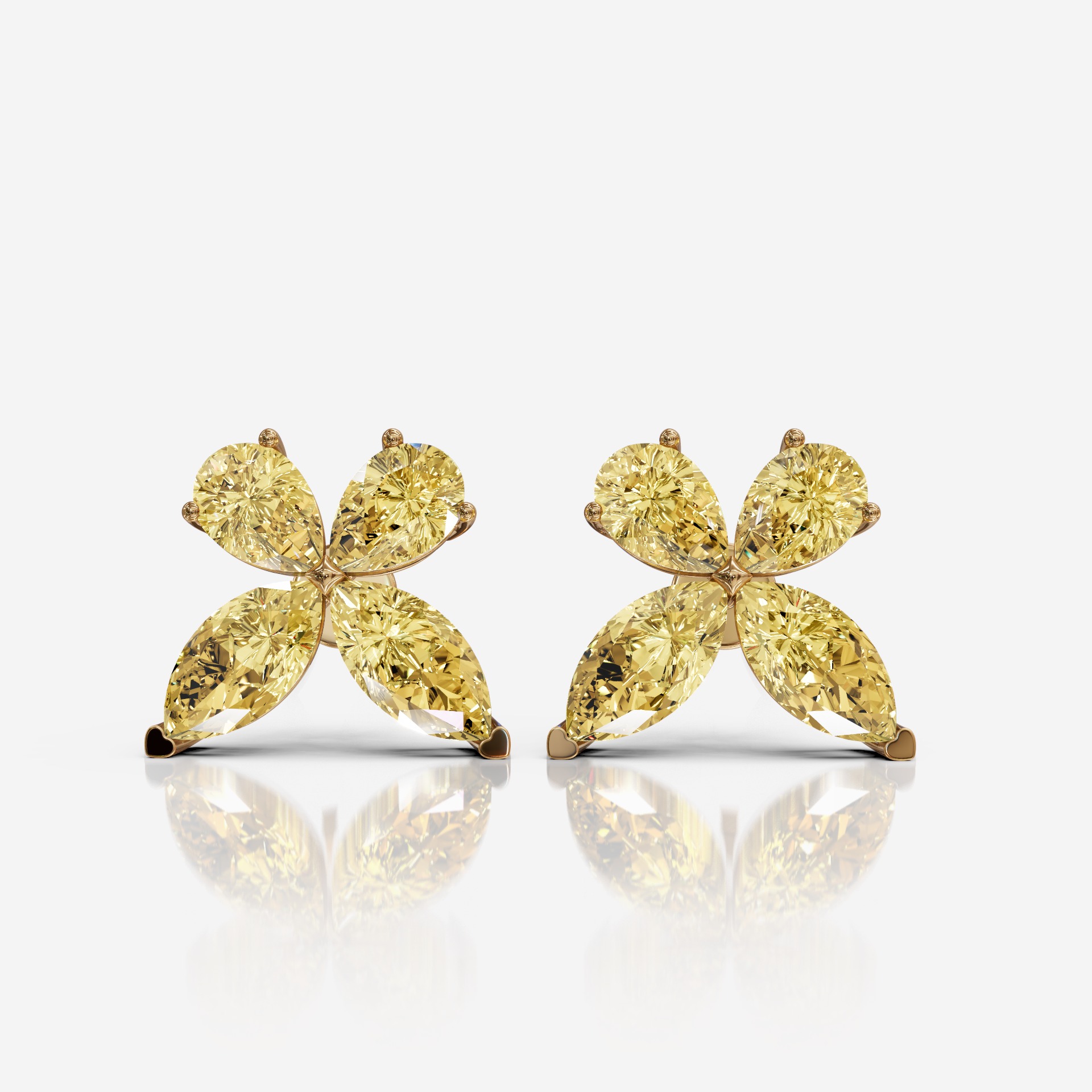 Butterfly yellow stones earrings-SSD103