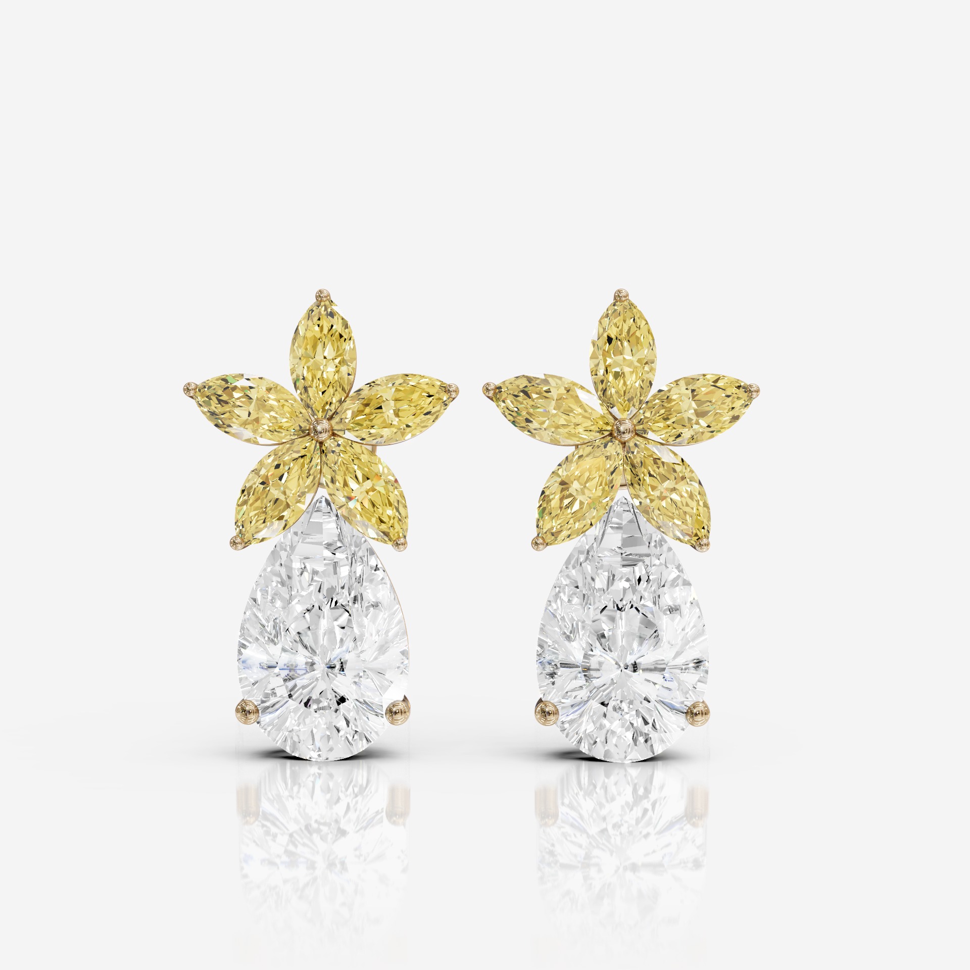 Yellow marquise flower with white pear droplet- SSD112