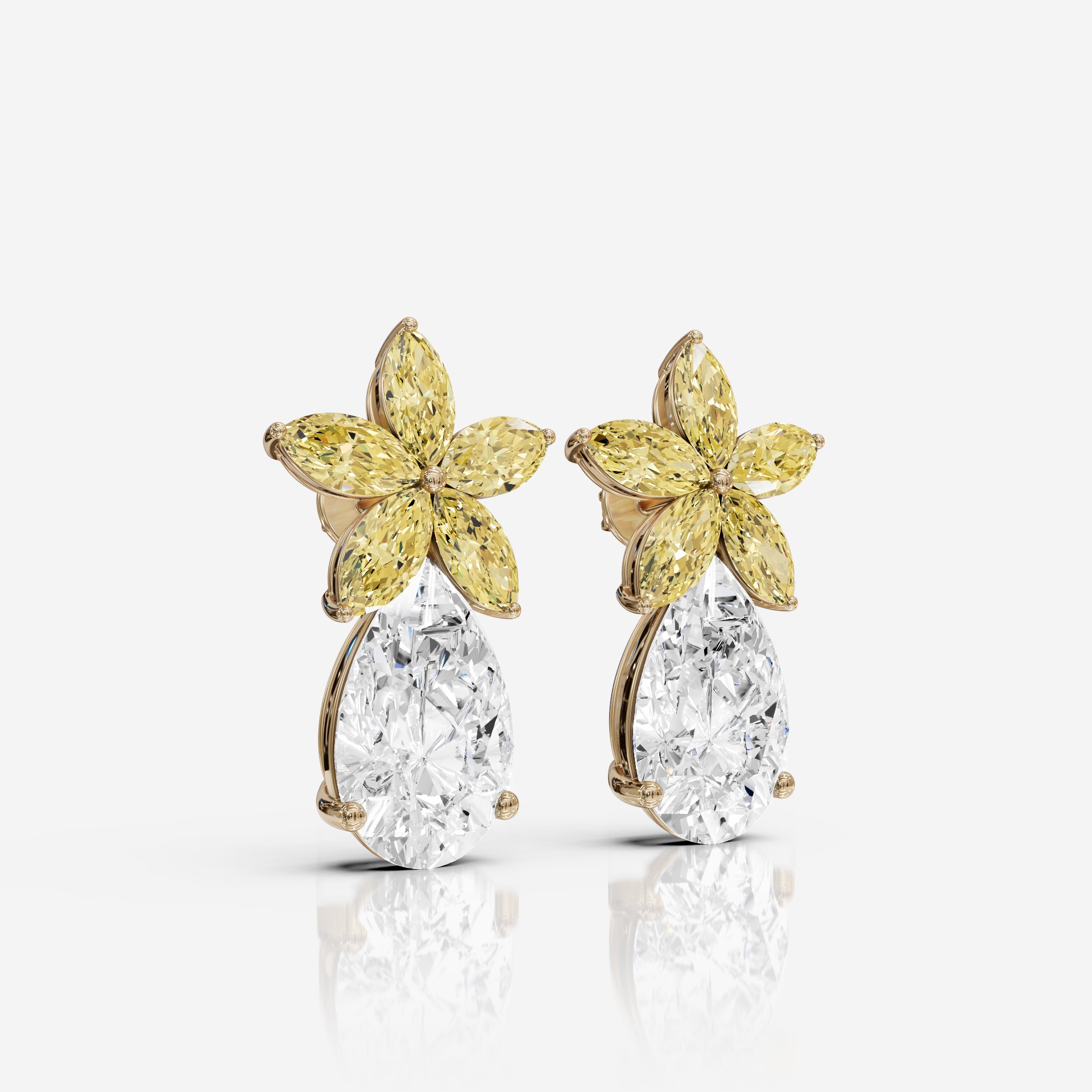 Yellow marquise flower with white pear droplet- SSD112 - Image 3