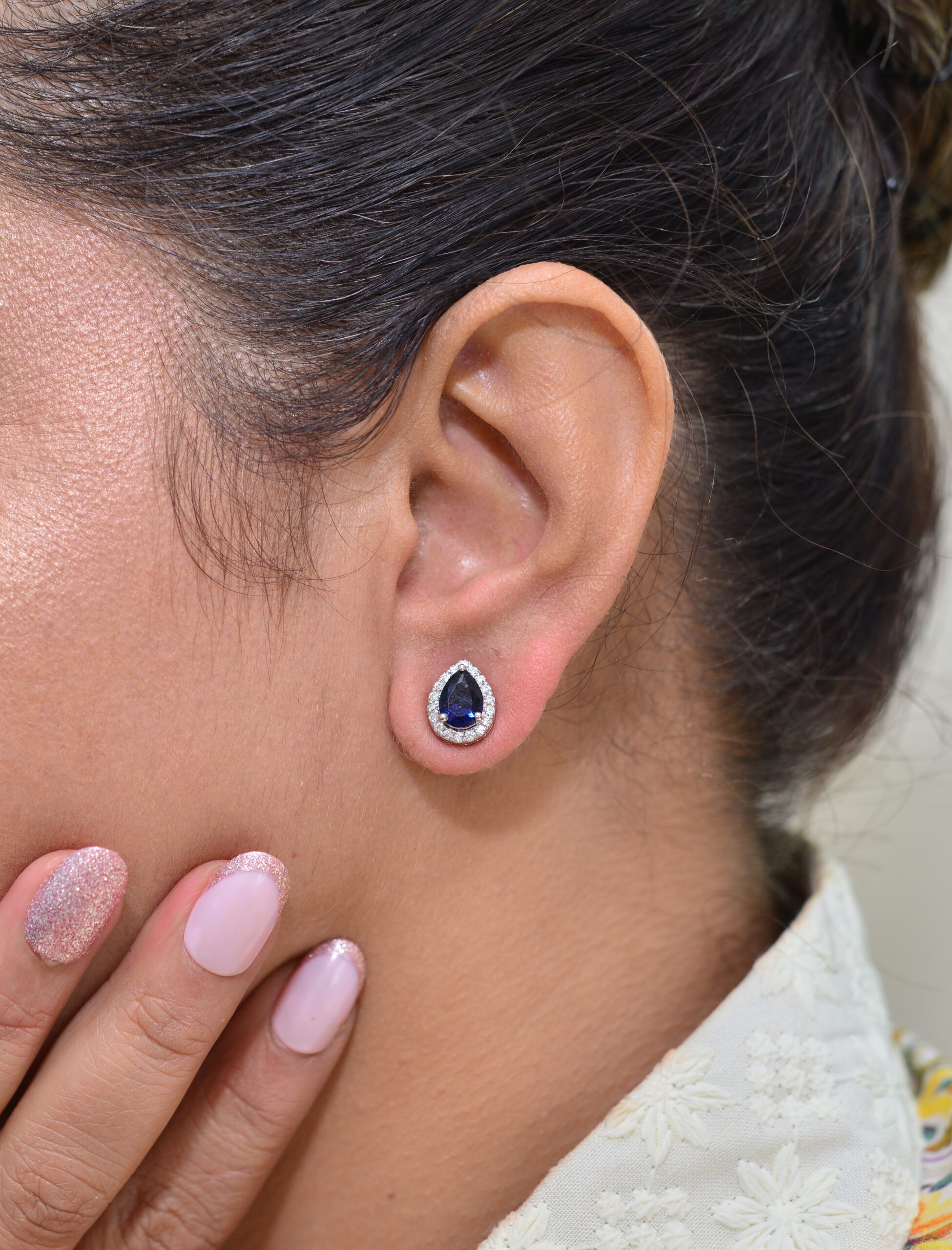 Blue tops with elegent side ear hanging SSD150 - Image 2