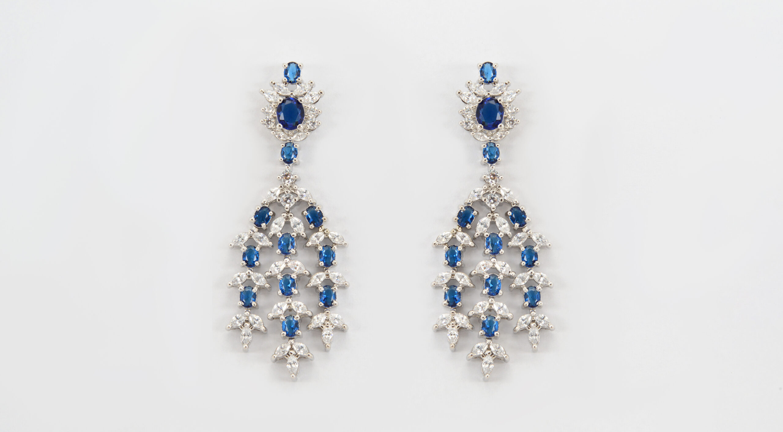 White blue stone long danglers customized color-SSD168