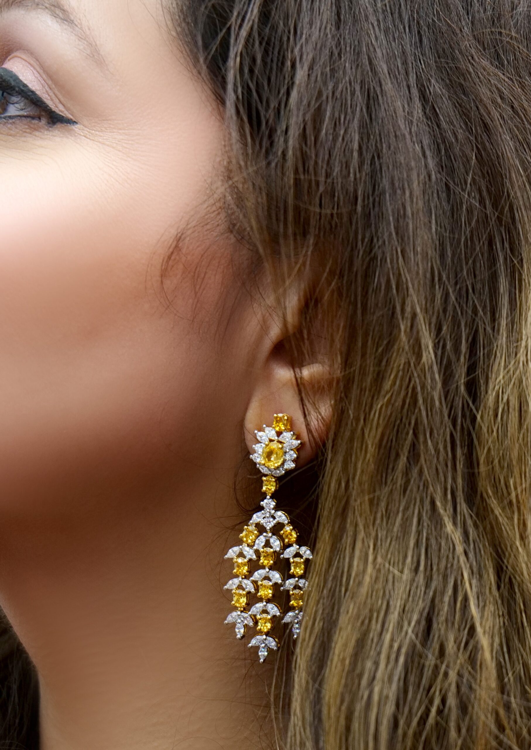 White blue stone long danglers customized color-SSD168 - Image 2