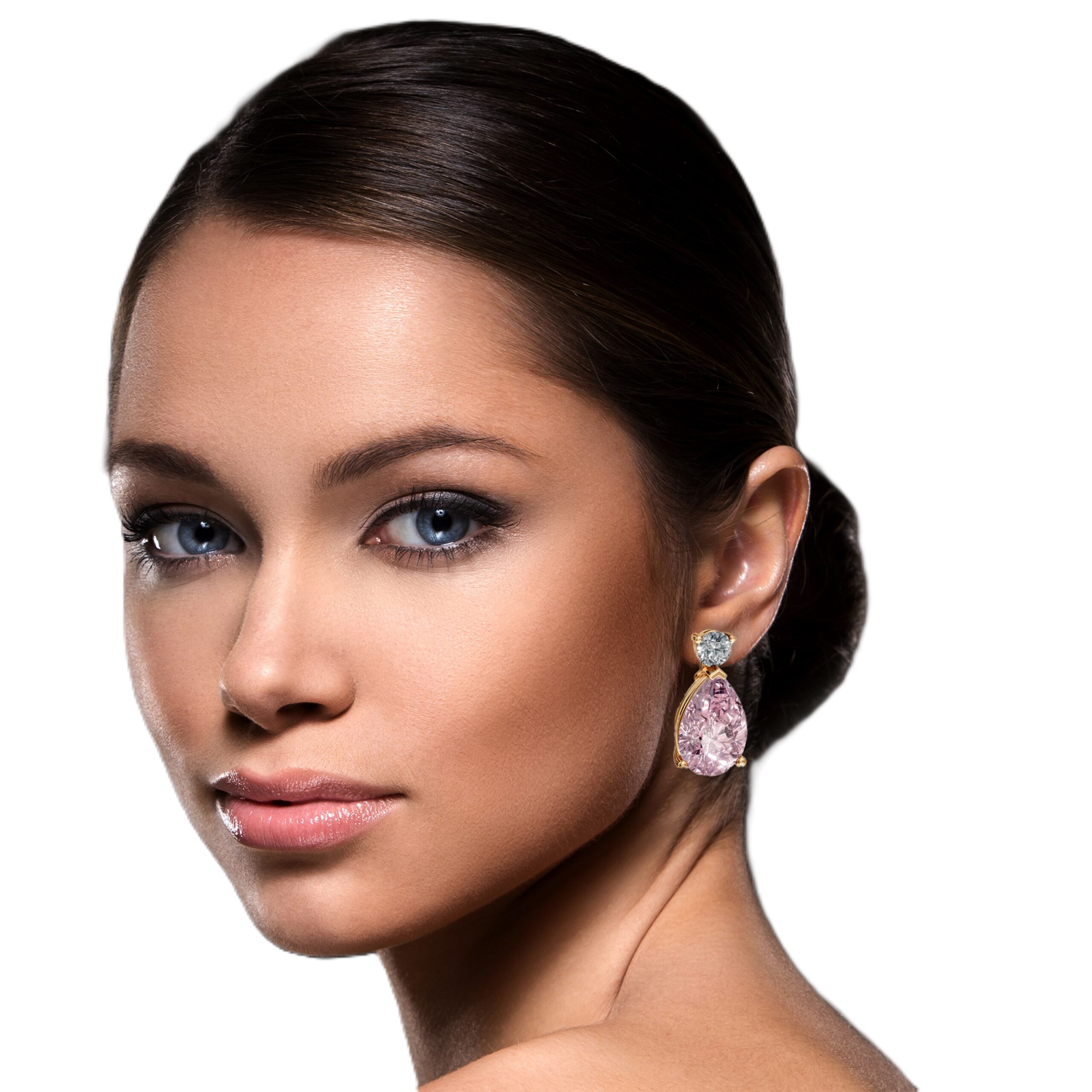 White round diamond with big pears shape pink diaamond SMS-113 - Image 2