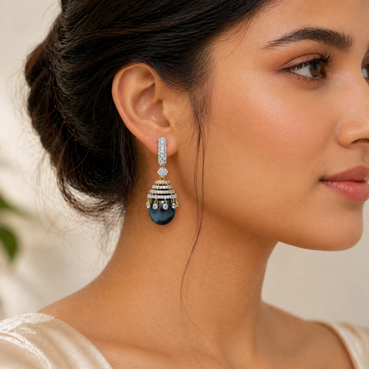 Midnight Royale Diamond Cascade Earrings OPER119 - Image 2
