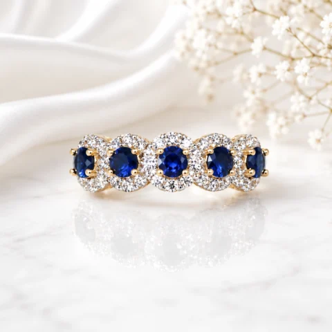 Celeste Sapphire Halo Ring