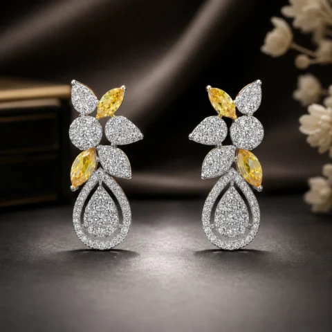 Golden Dewdrop Diamond Earrings